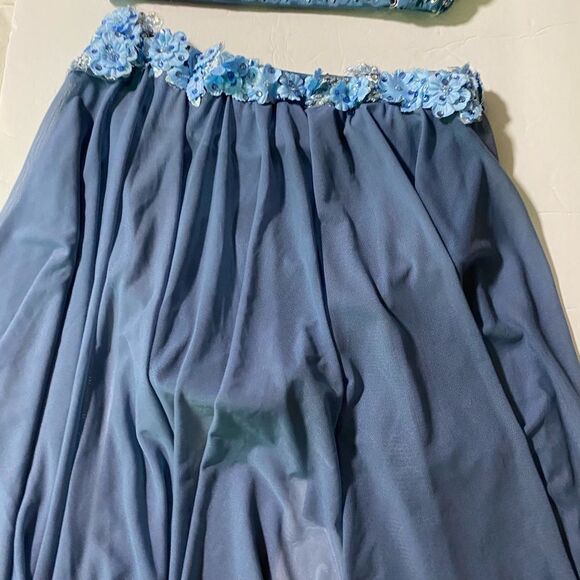 Glamour solo dance costume blue 2 piece lyrical skirt crop top MA-Medium adult - Picture 5 of 15